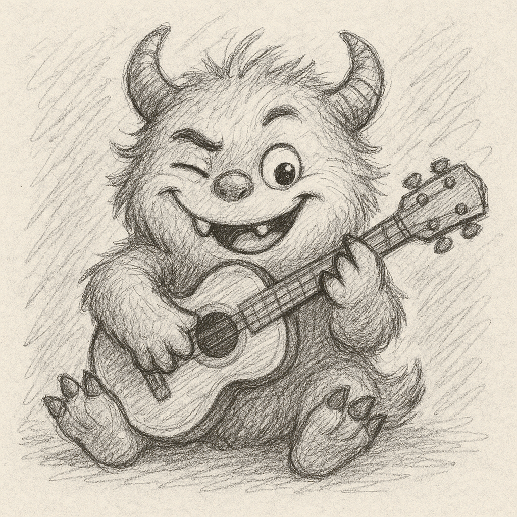 The Bramzilla monster playing guitar