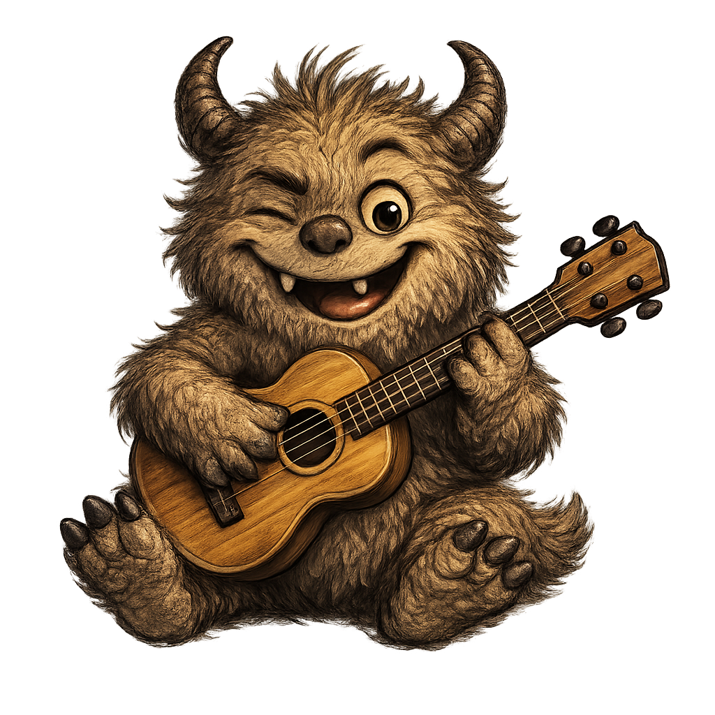 The Bramzilla monster playing guitar